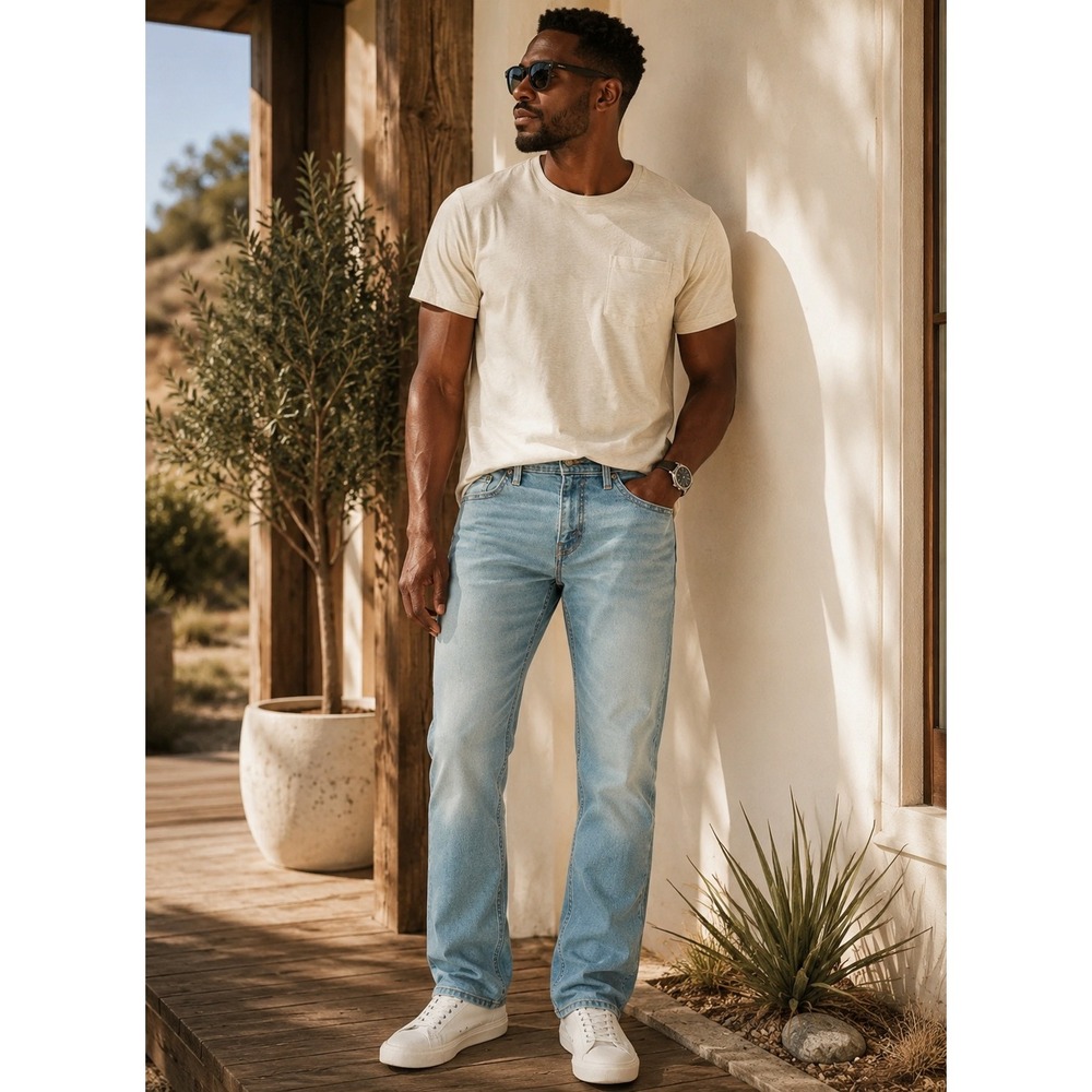 Levi Strauss Signature Men's Slim Fit Flex Jeans 30x32 Light Wash New NWT